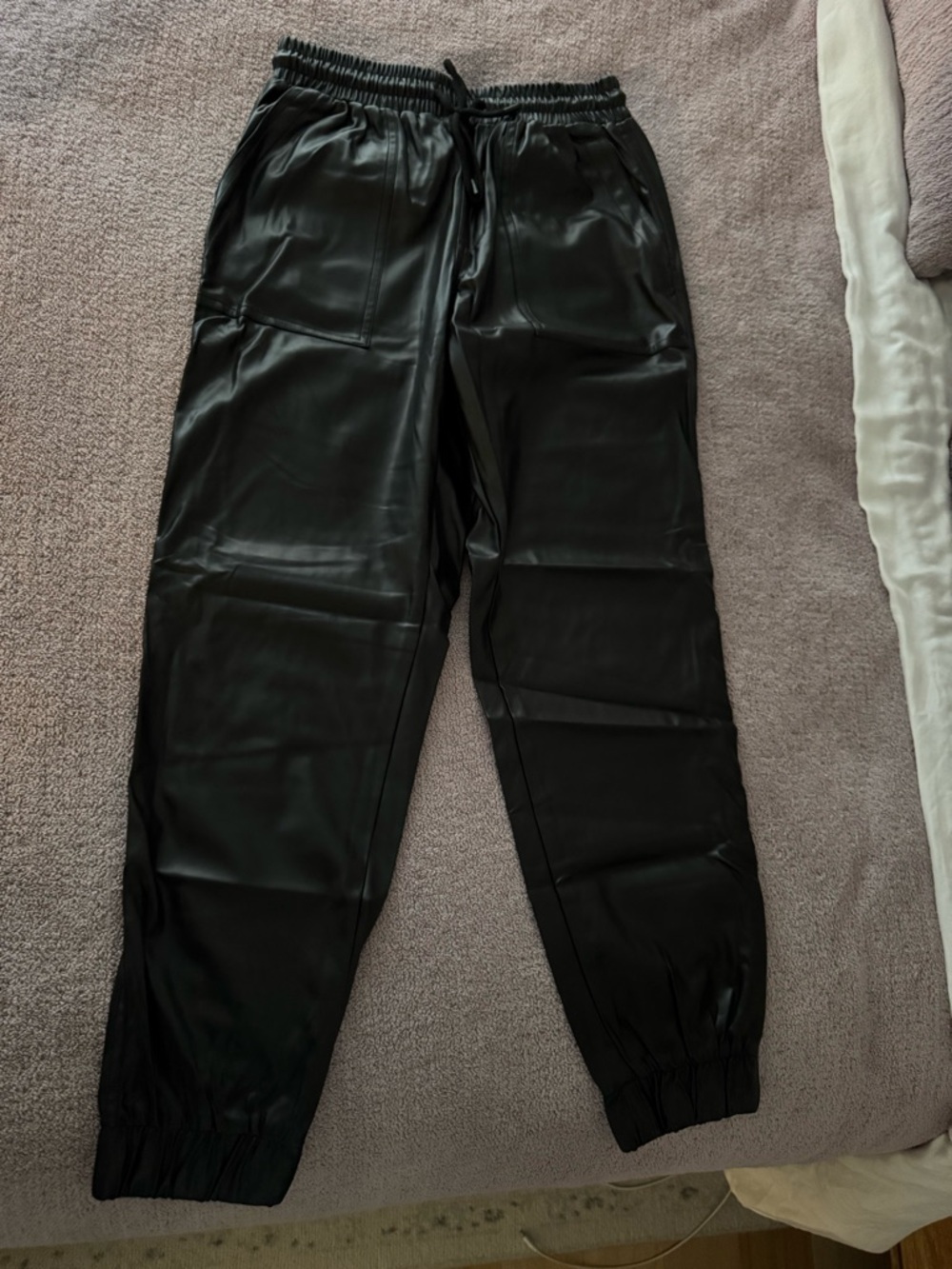 Blank NYC Black Faux Leather Elastic Waist Pants